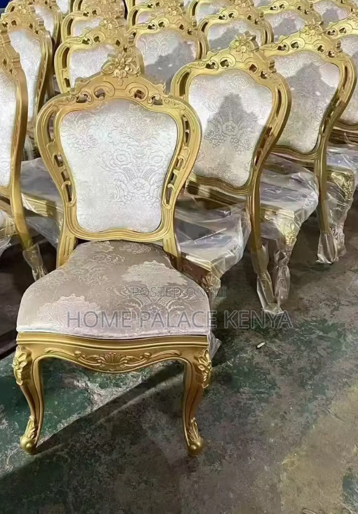 Banquet Chair: Gold Plastic Carved Ornate Frame Dining Chair