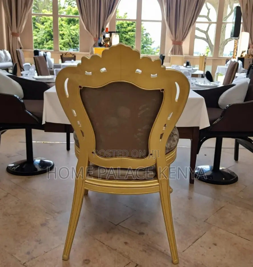 Banquet Chair: Gold Plastic Carved Ornate Frame Dining Chair