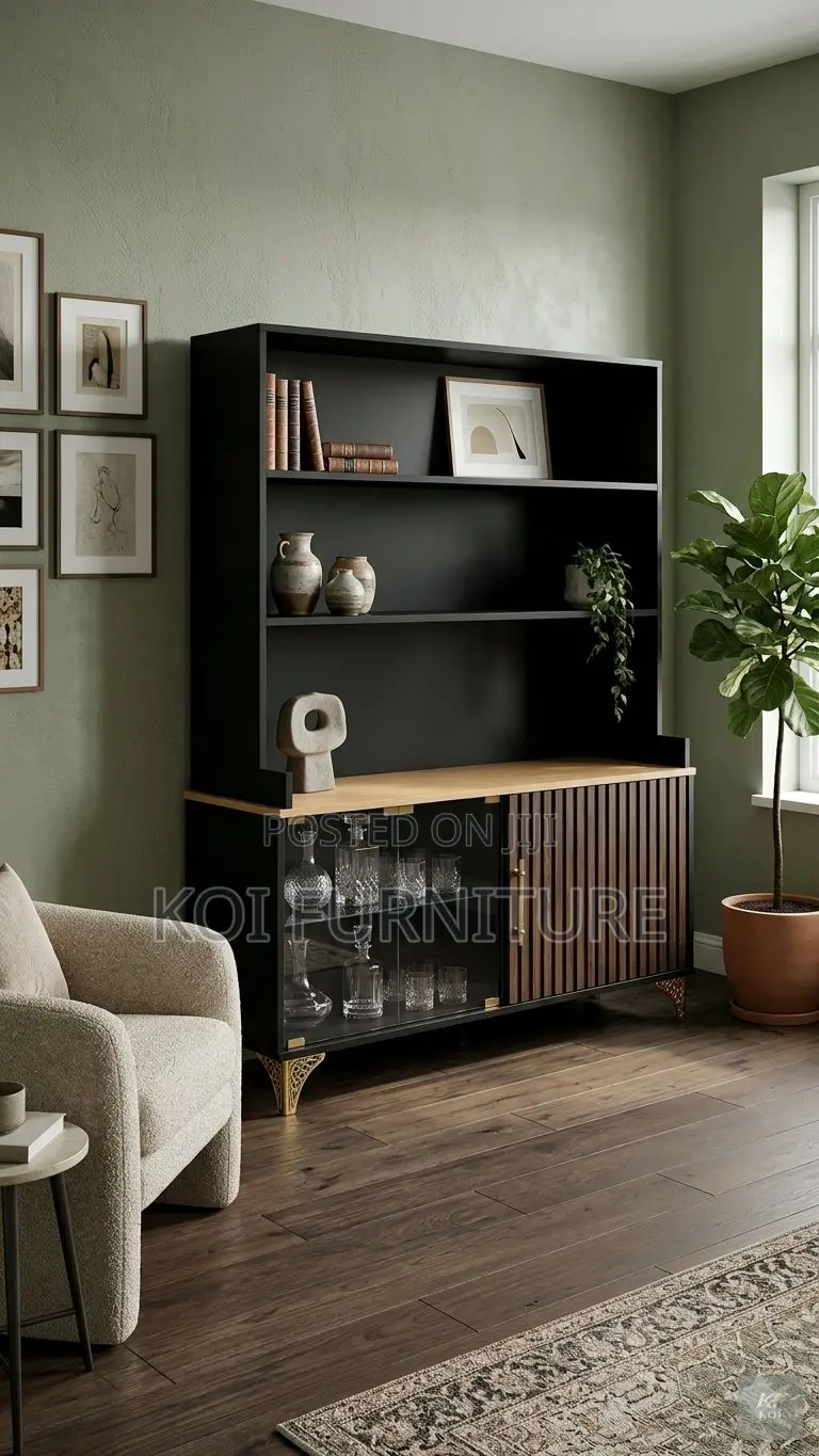 Storage Units; Modish Black High Freestanding Wine Cabinet