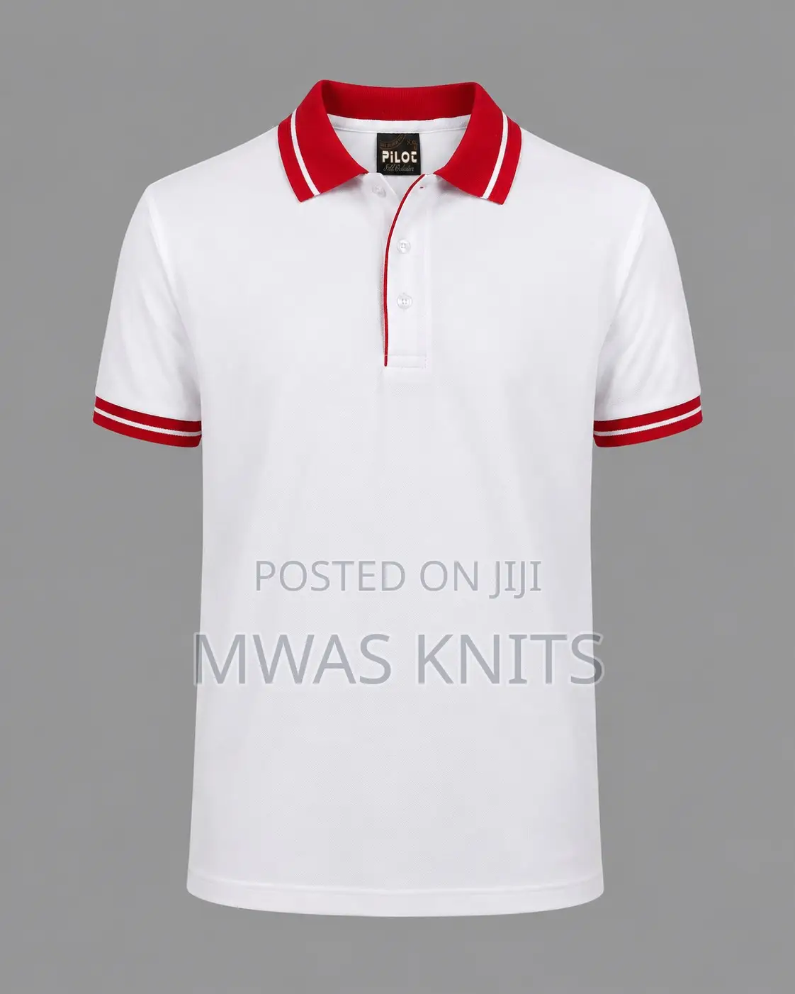 White Collar Red Polo T Shirt
