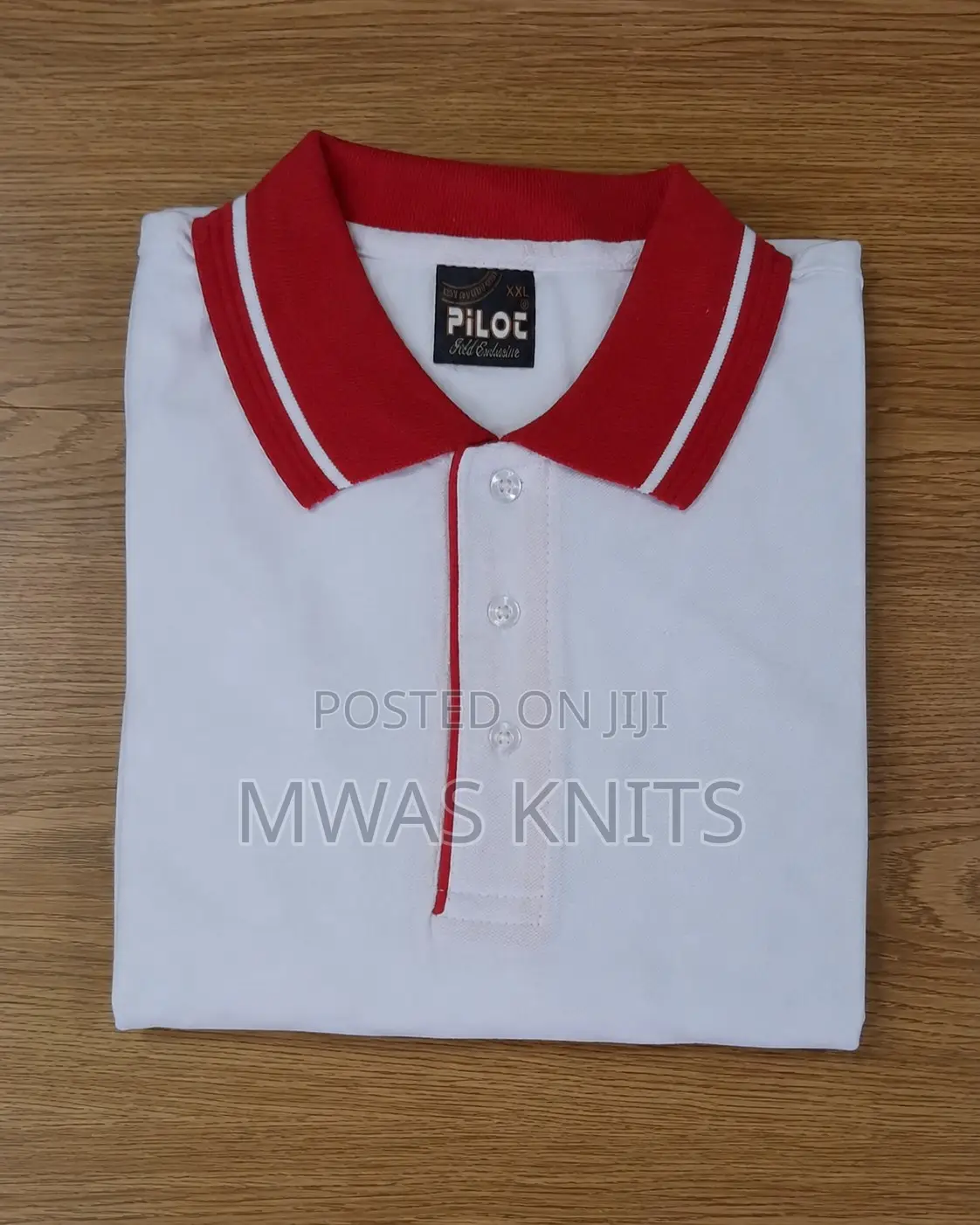 White Collar Red Polo T Shirt