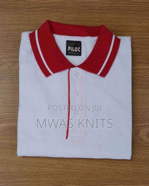 White Collar Red Polo T Shirt