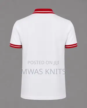 White Collar Red Polo T Shirt