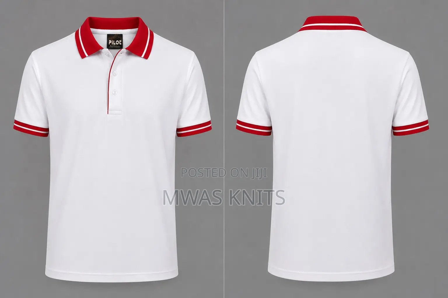 White Collar Red Polo T Shirt