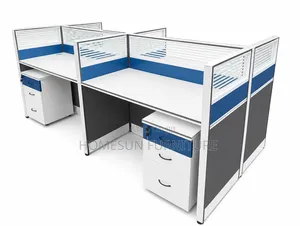 Modern 4-Seater Workstation With Privacy Panels Mobile Pedestals