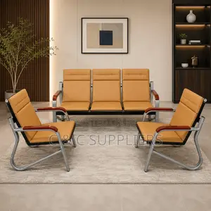 Brown 5-Seater Office Sofa