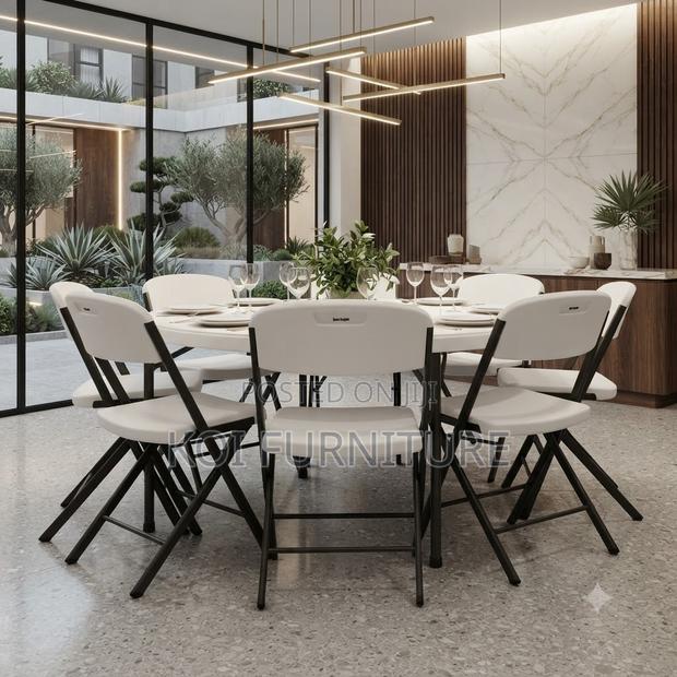 Office Chairs; Mid Back White Round Event Chair - thumbnail 5
