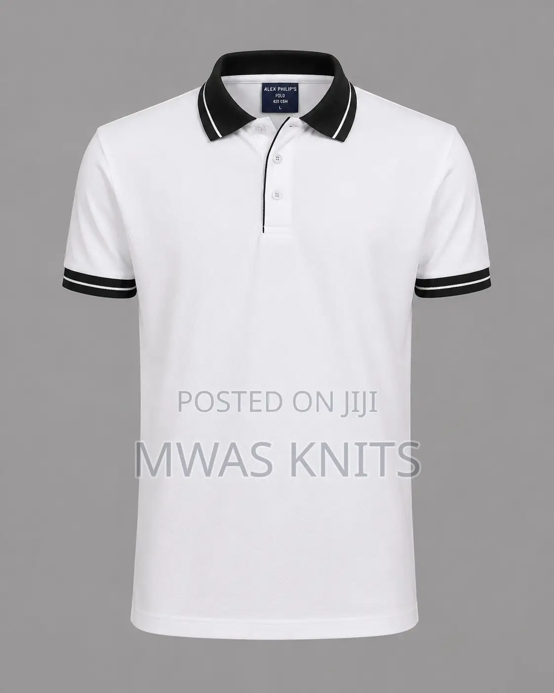 White Collar Black Polo T Shirt Fashion
