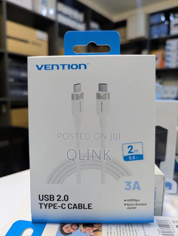 Vention Usb 2.0 Type-c Male To Type-c Male 3a Cable 2m White - main view