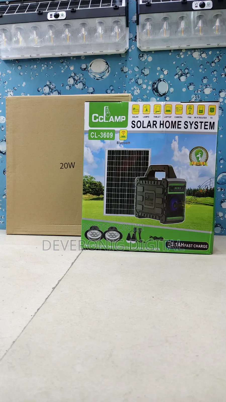 *Cclamp Big Solar Home System Kit 2 Ufo Lights 2 Led Bulbs.