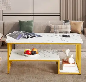 Coffee Table: MDF Steel Leg Table With Bottom Shelf