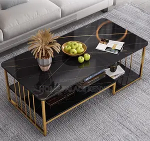 Coffee Table: MDF Steel Leg Table With Bottom Shelf