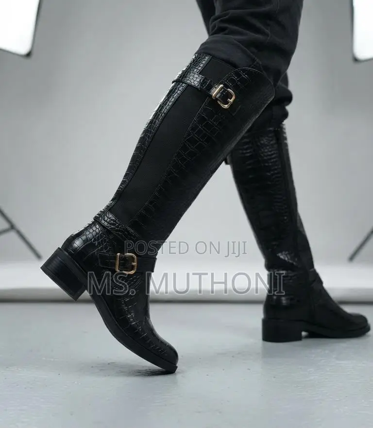 High Quality Black Knee-High Boots Boots Size 37-41