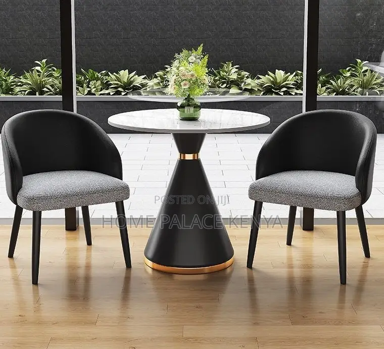 Marble Top: Black Conical Base Coffee Table