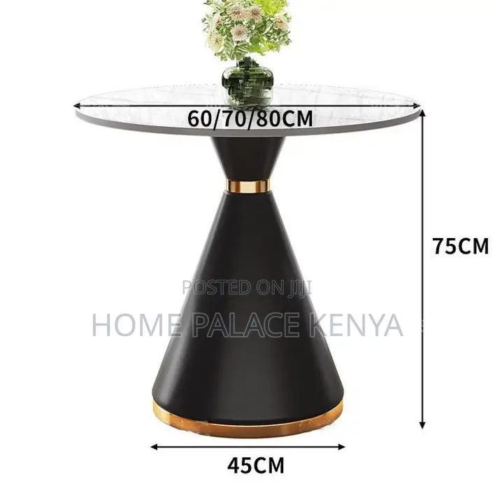 Marble Top: Black Conical Base Coffee Table