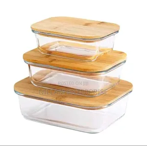 3in1 Snack Storage Box Set Wooden Top Lid