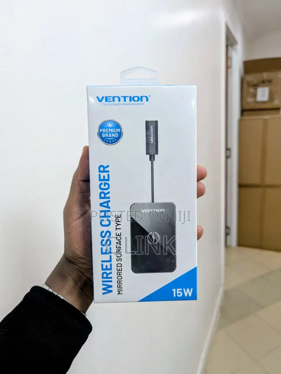 Vention Wireless Charger 15w Ultra-Thin Mirrored Surface 0.05m Black