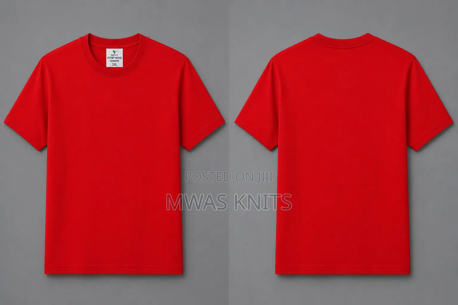 Fetop Red Round Neck T Shirt