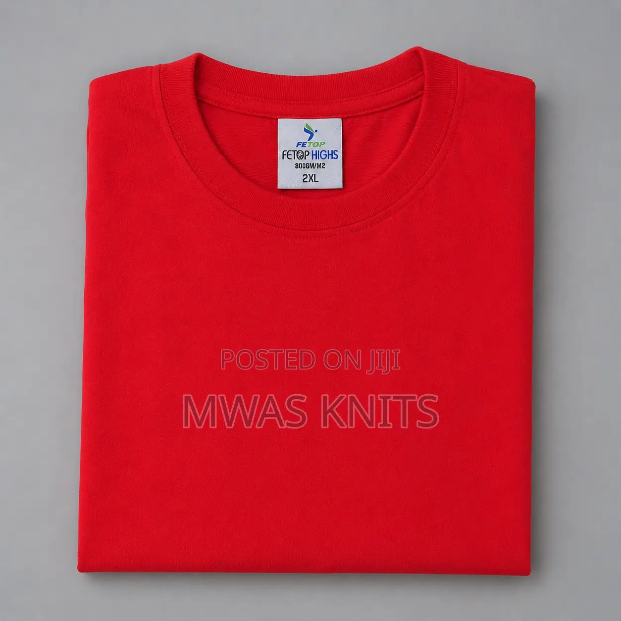 Fetop Red Round Neck T Shirt
