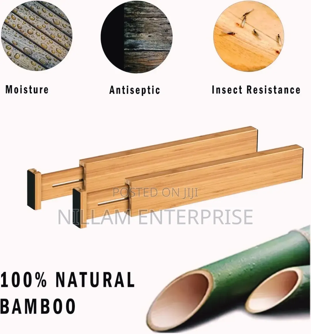 4pcs Set Bamboo Drawer Divider.