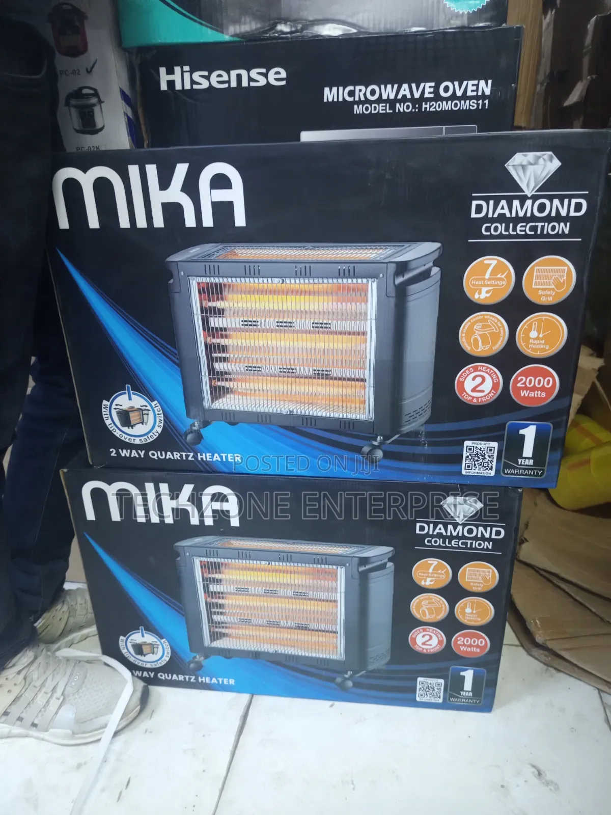 Mika Mh302 - 2 Way Quartz Heater, 2000w - Grey 