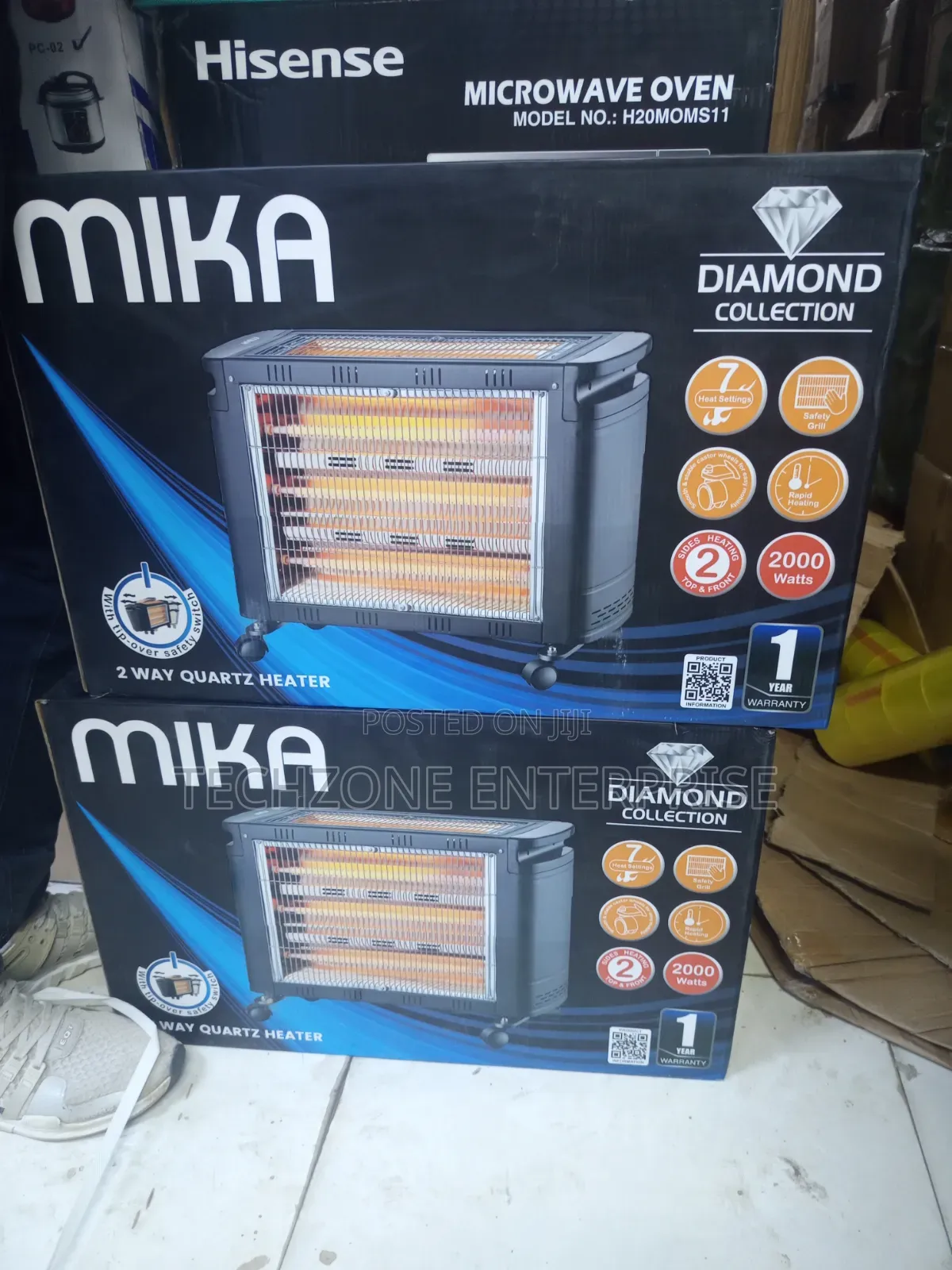 Mika Mh302 - 2 Way Quartz Heater, 2000w 7 Heat Settings 