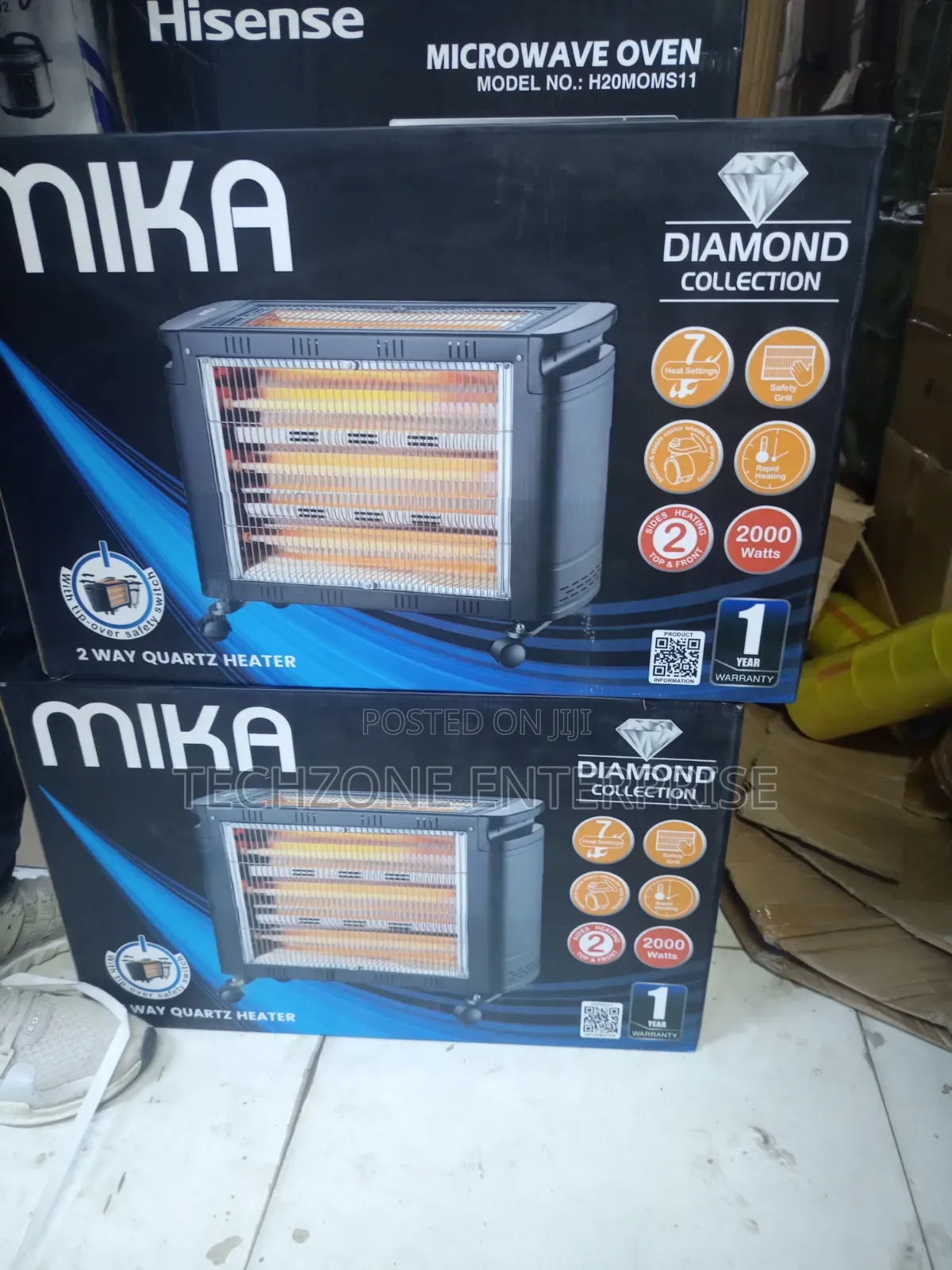 Mika Mh302 - 2 Way Quartz Heater, 2000w 7 Heat Settings 