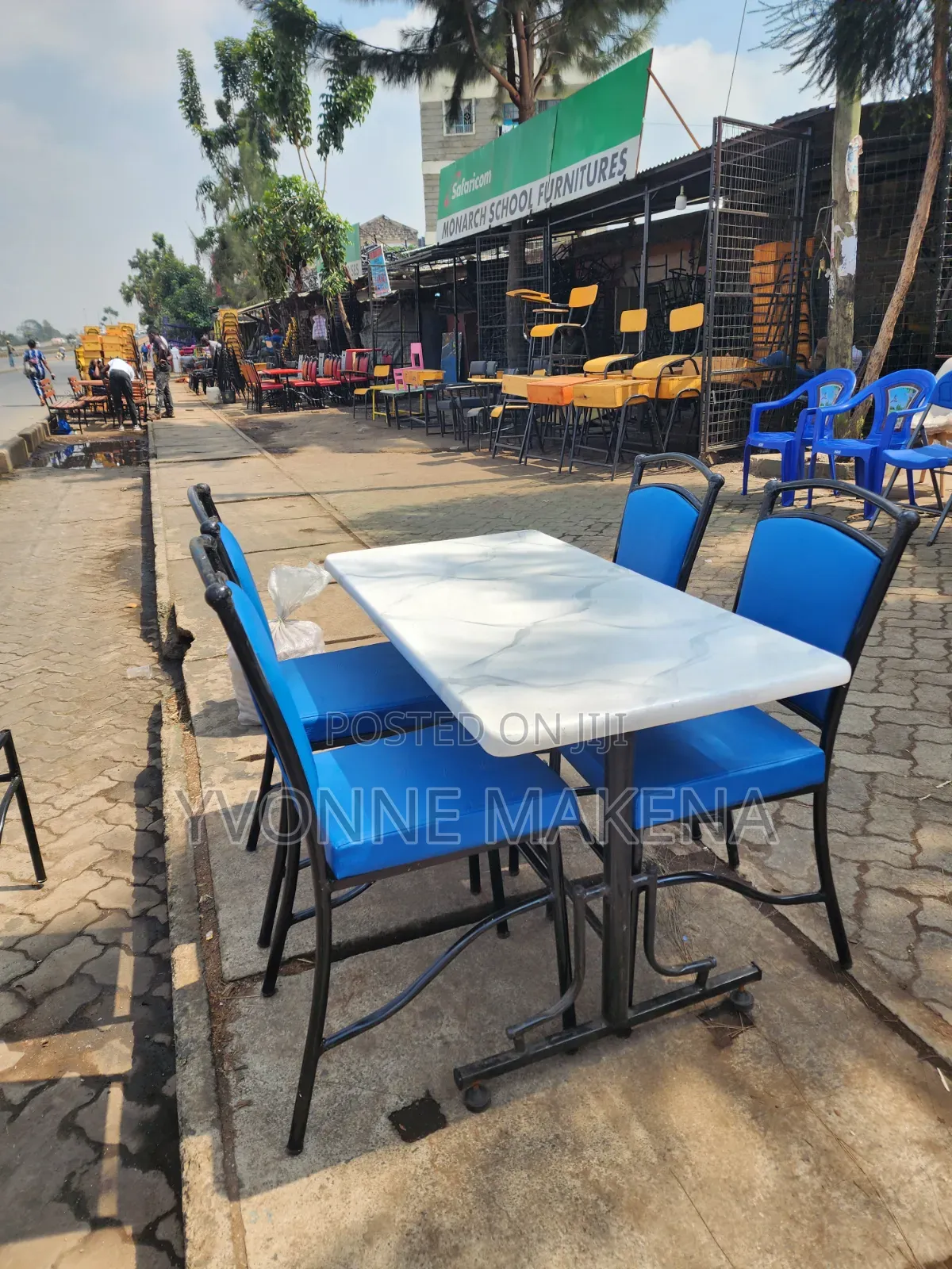 Blue Restaurant Chairs Table