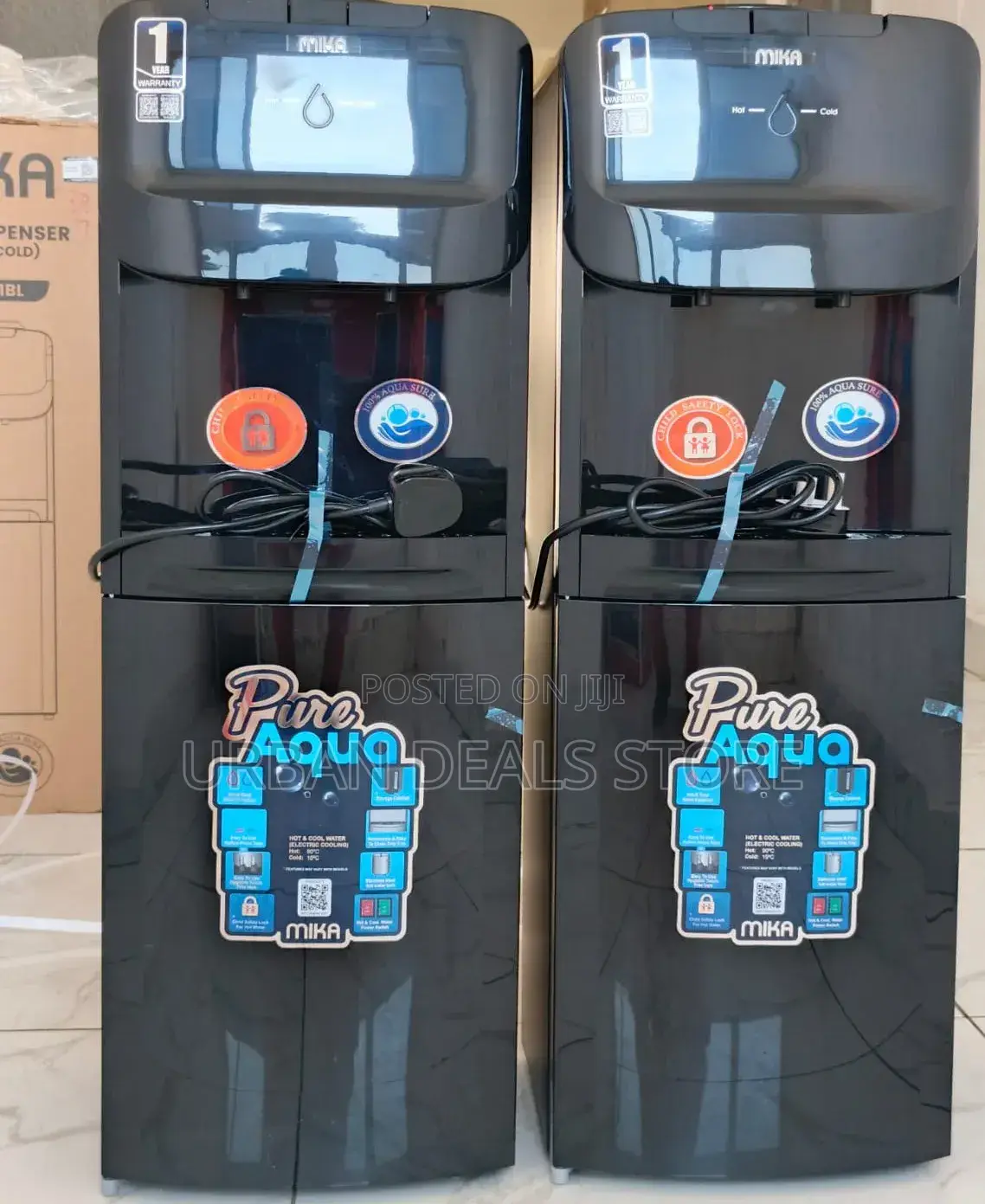 Black Mika Freestanding Hot Cold Water Dispenser