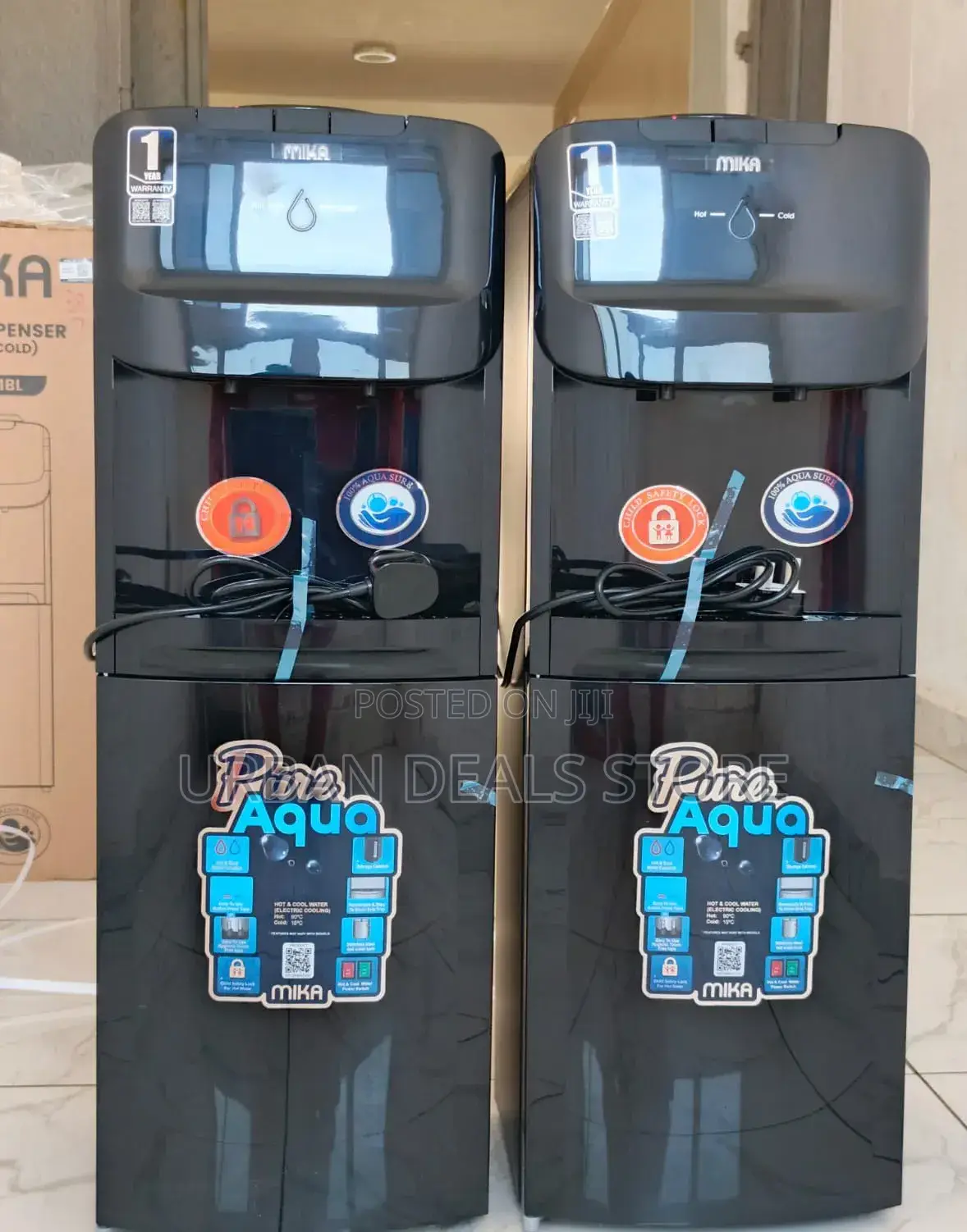 Black Mika Freestanding Hot Cold Water Dispenser