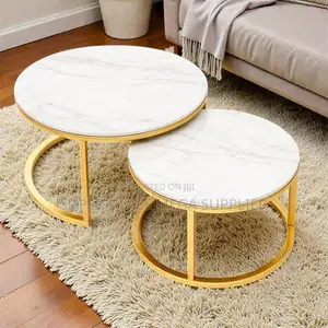 High-End Marble Nesting Coffee Table Set Pair for Modern Living Room