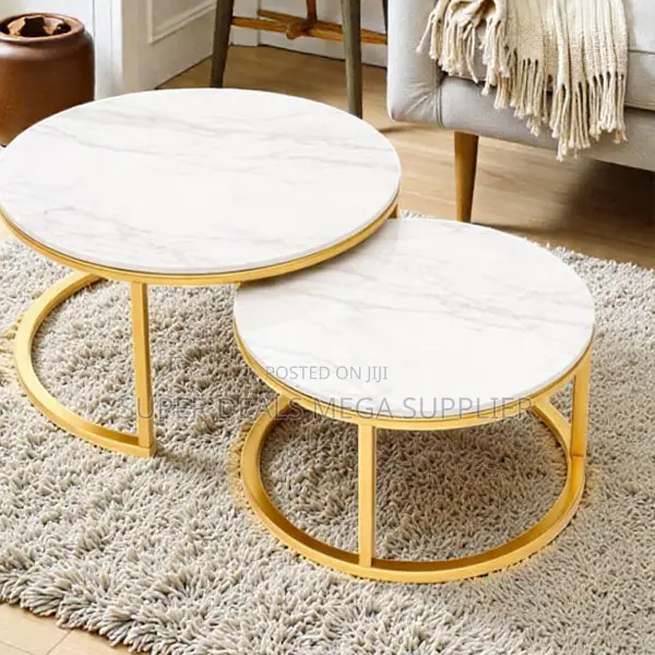 Modern Marble Top Tables With Gold Metal Frame Space Saving Design