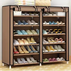 Double Column Shoe Rack With Canvas Cover*