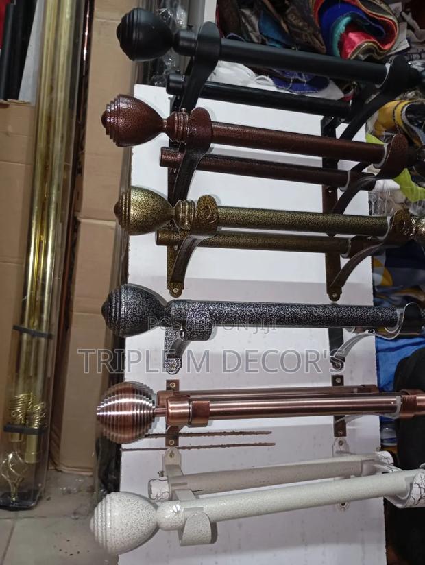 Rust Protected Metallic Jua Kali Curtain Rods - main view