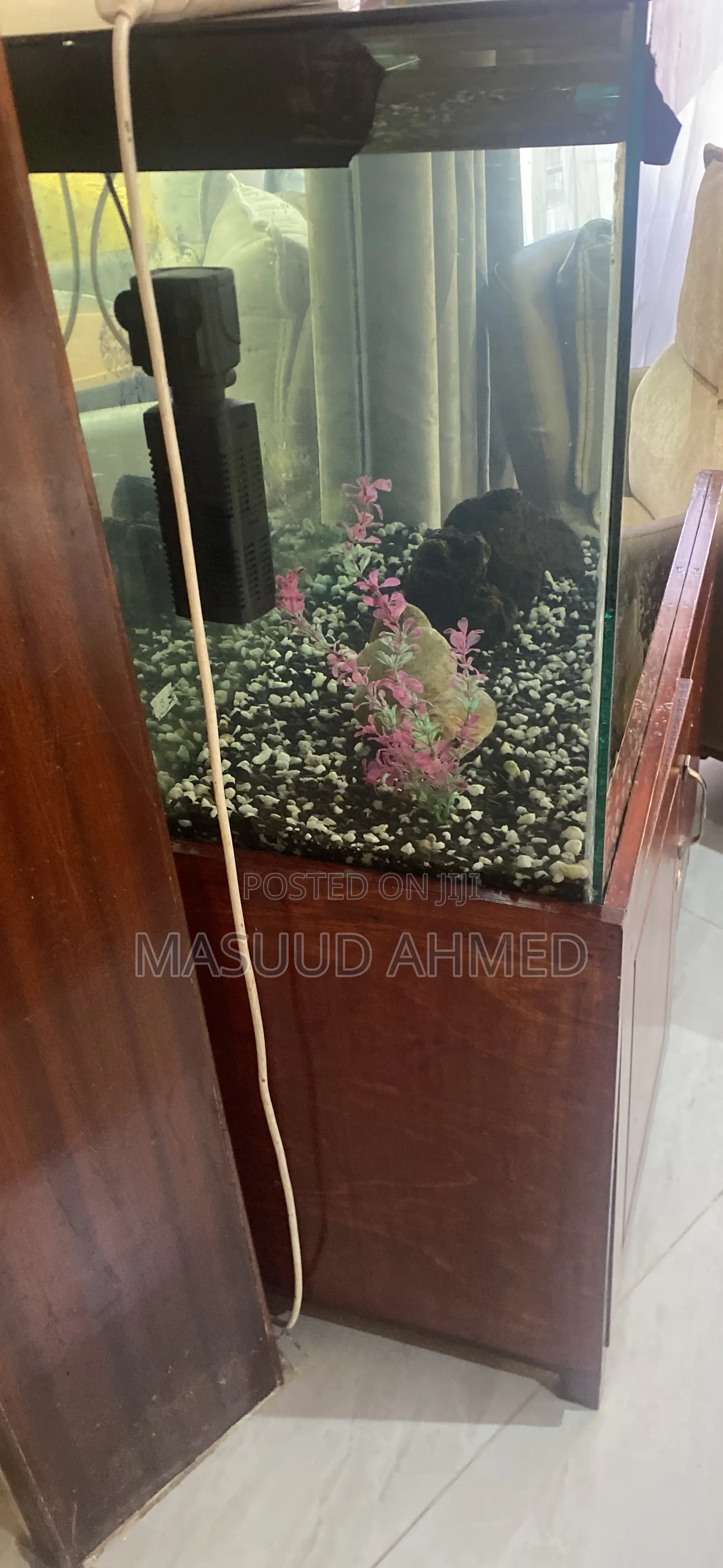 Complete Glass Fish Tank Aquarium With Wooden Storage Cabinet Stand
