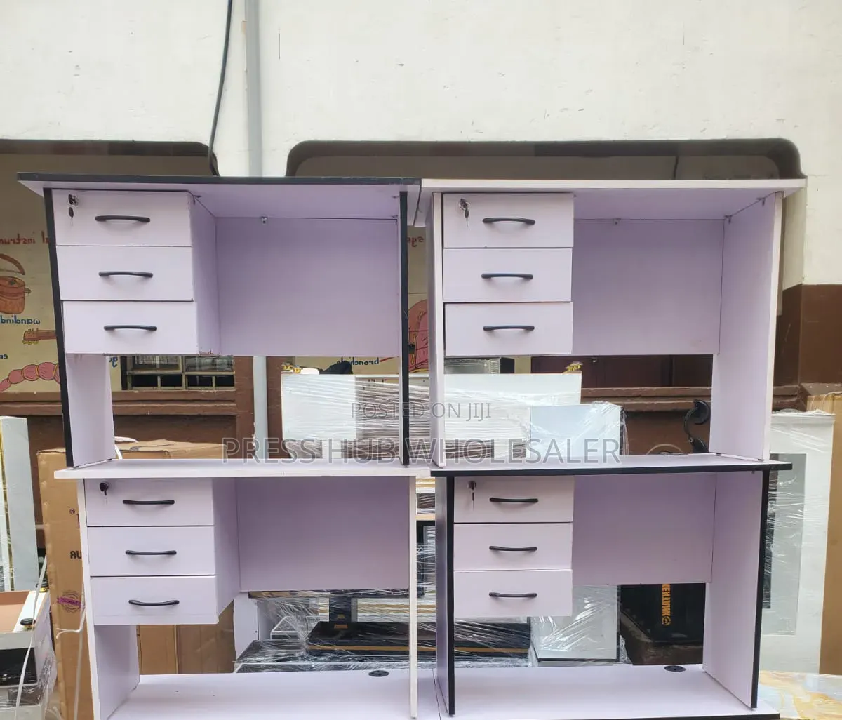1.0m Wooden Office Desk With Lockable 3-Drawer Storage Combo