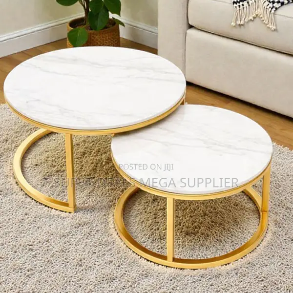 Marble Top Surface Coffee Tables With Gold Base Contemporary Furniture