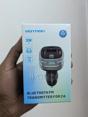 Vention 3-Port Usb (C + a + A) Car Charger With Fm Transmitter