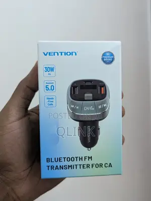 Vention 3-Port Usb (C + a + A) Car Charger With Fm Transmitter