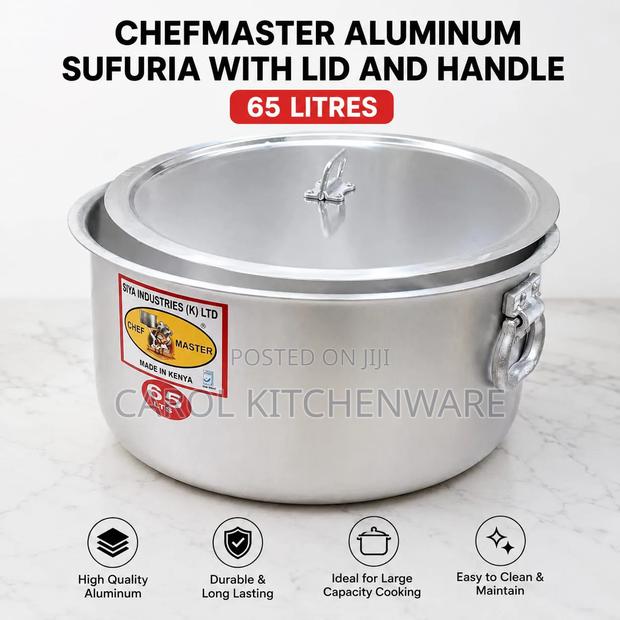 65 LTR Aluminium Sufuria With Lid and Handle