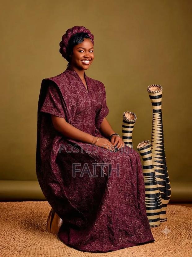 Elegant Brocade Ruffle Sleeve Kaftan Dress