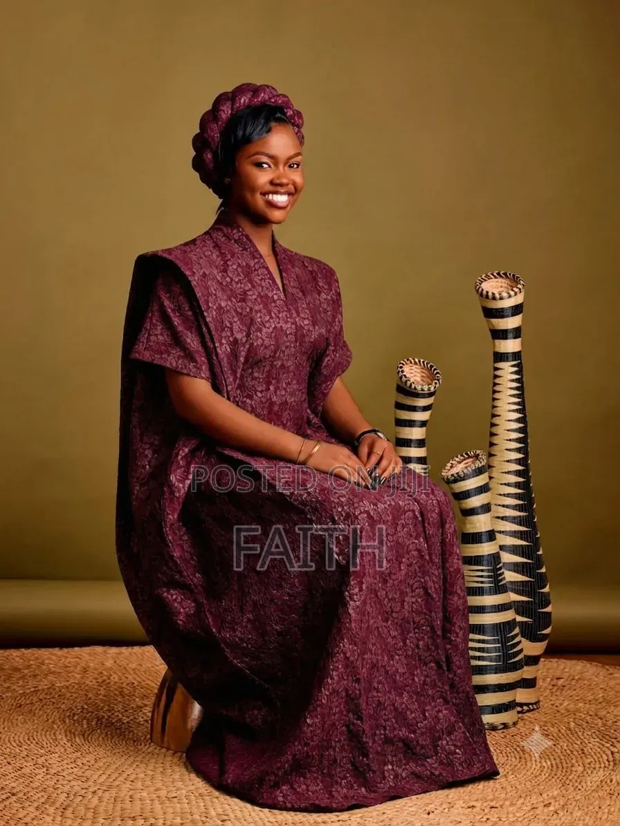Elegant Brocade Ruffle Sleeve Kaftan Dress
