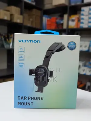 Vention One Touch Clamping Car Phone Mount With Suction Cup Black