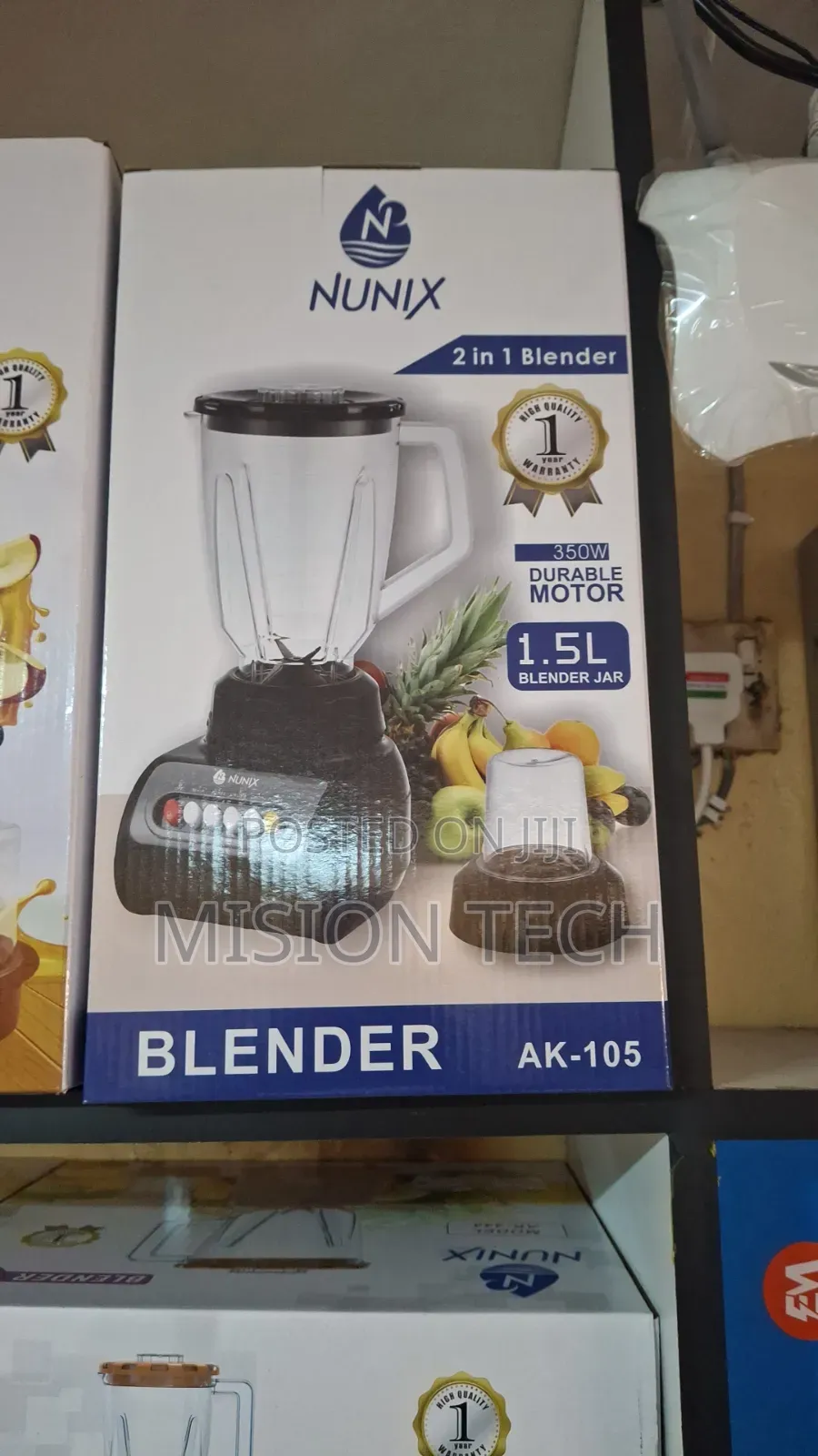 Nunix 2 in 1 Blender Grinding Durable Motor 1.5l