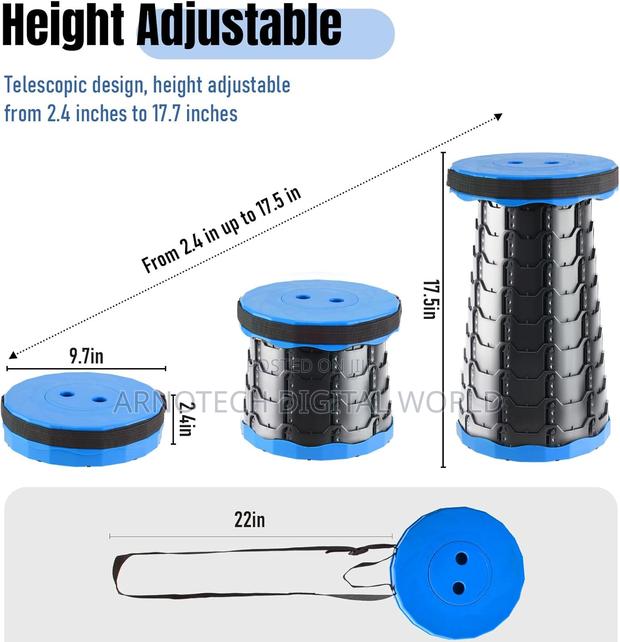 Portable Folding Stool Adjustable Height,Collapsible Pp Plastic Seat - thumbnail 4