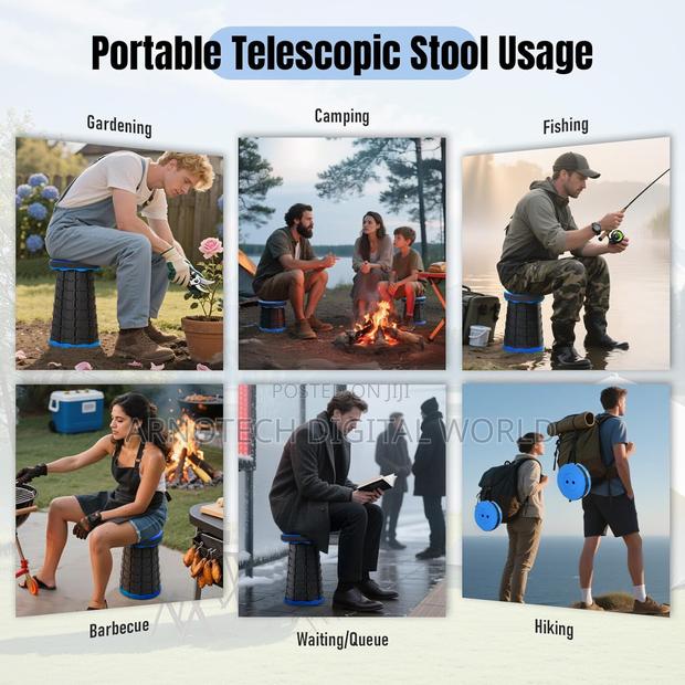 Portable Folding Stool Adjustable Height,Collapsible Pp Plastic Seat - thumbnail 5