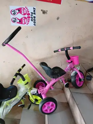 New Pink Kids Tricycle With Parent Push Handle