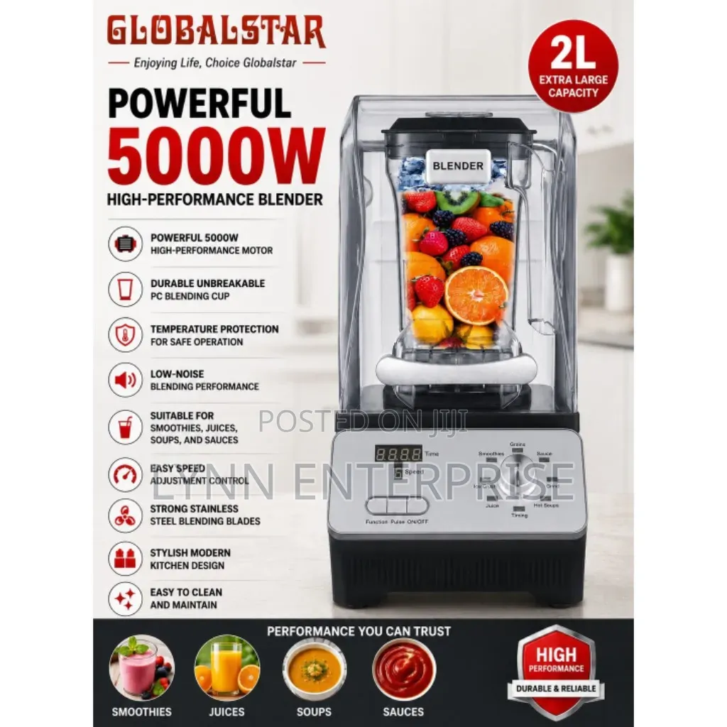 Globalstar Commercial Blender 5000 Watts Gs-1682 5000w 2litres
