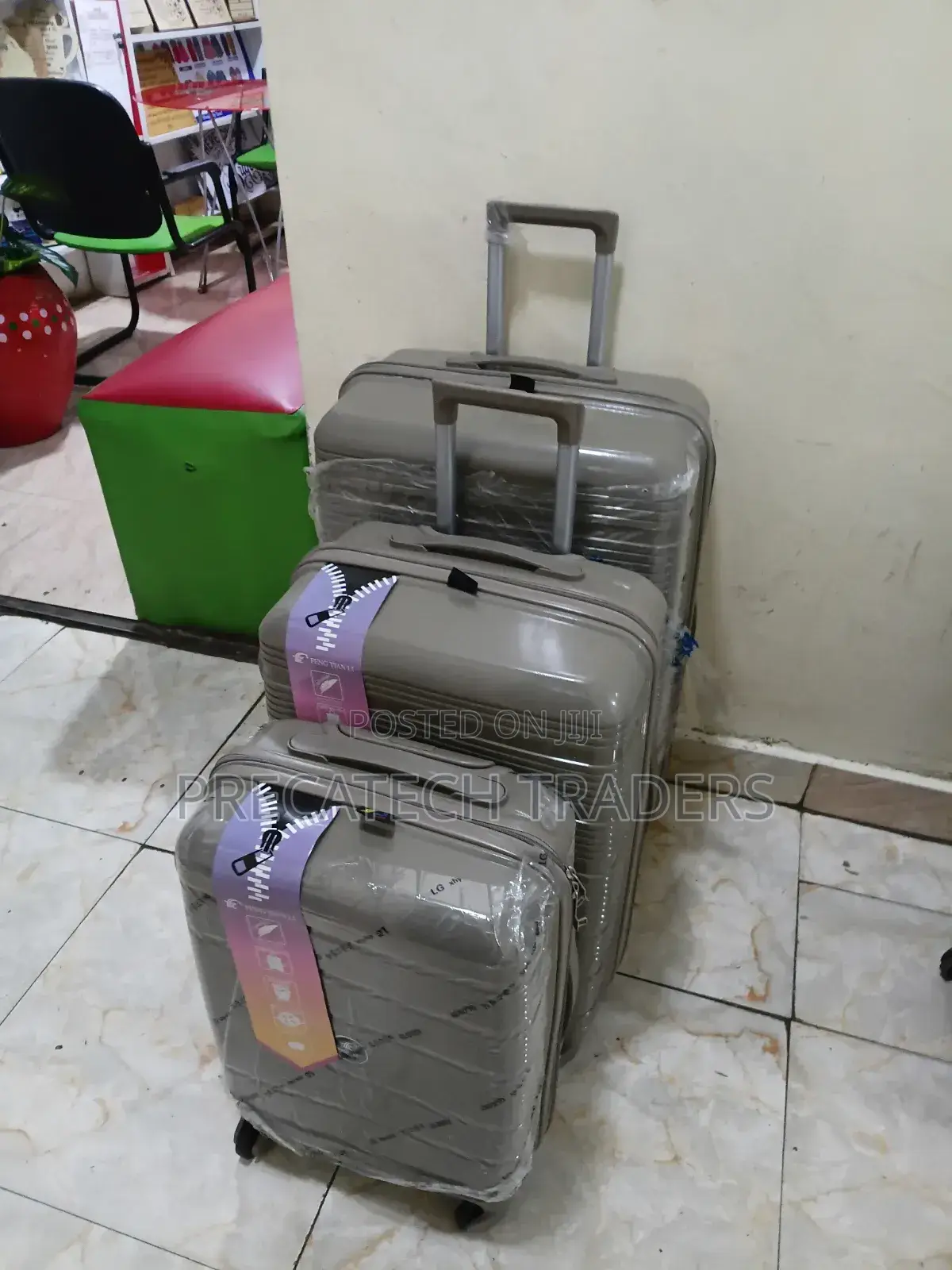 3in1 Rubber Suitcase Set With Spinner Wheels