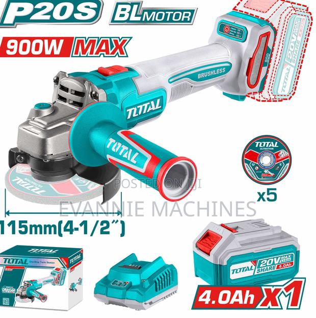 Total Tagli261521 Cordless Angle Grinder 900w 20v